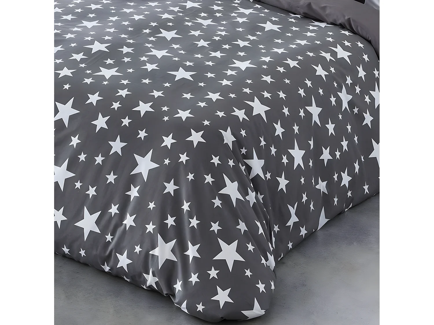 Funda nórdica GIVETTE algodón gris oscuro 280x260 Cama de 200