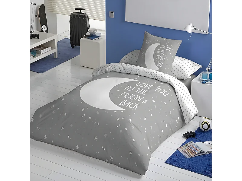 Funda Nordica Reversible Moon Grey ALGODÓN 100% Cama 105