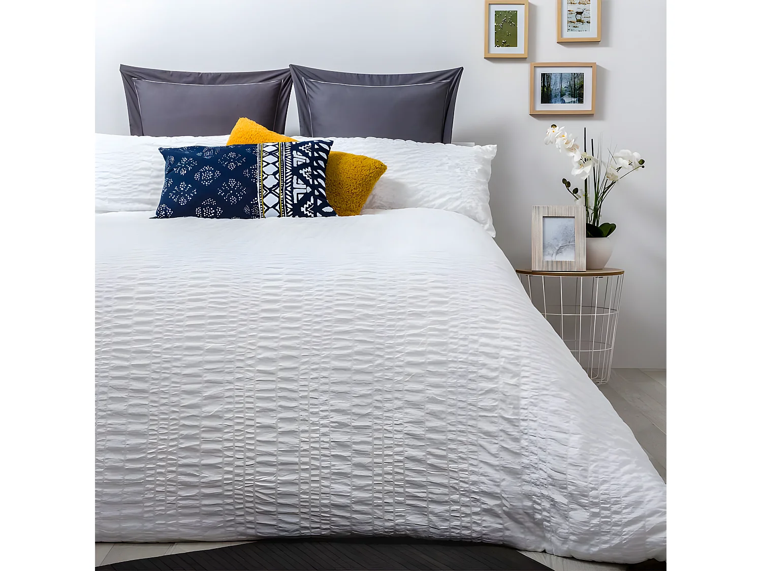 Funda Nordica SEERSUCKER BLANCO microfibra bambula Cama de 135