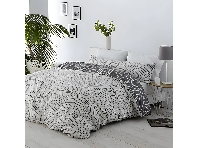 Funda nórdica reversible SALINAS microfibra gris 240x220 Cama de 150