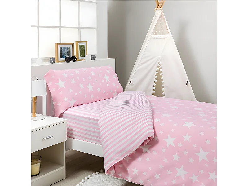 Funda Nordica Infantil/Juvenil reversible GIVETTE Pink Cama de 90