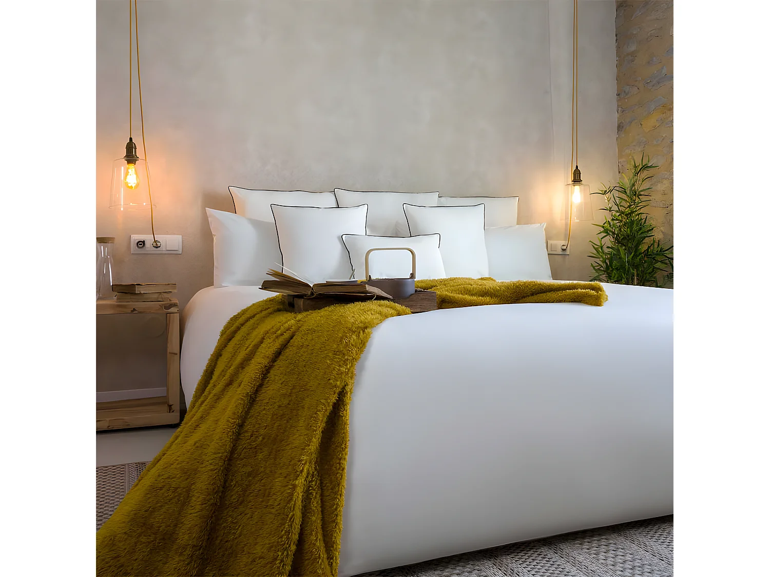 Funda nórdica 100% algodón orgánico blanco 260x240 cm cama 180