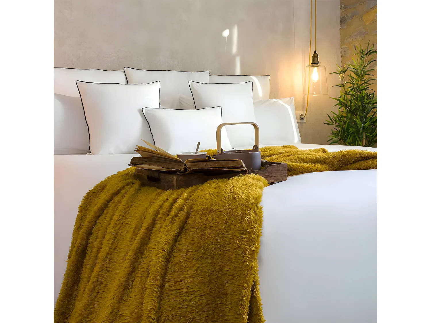 Funda nórdica 100% algodón orgánico blanco 260x240 cm cama 180