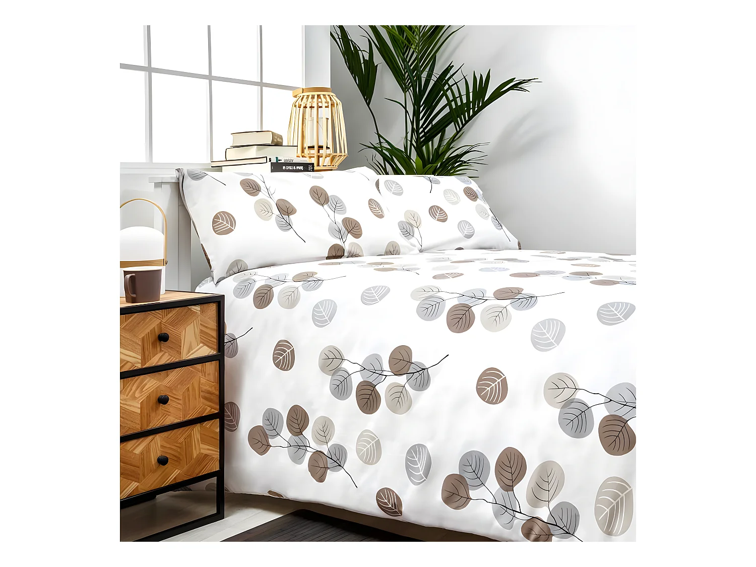 Funda nórdica HONDARRIBIA 100% algodón orgánico beige cama 200