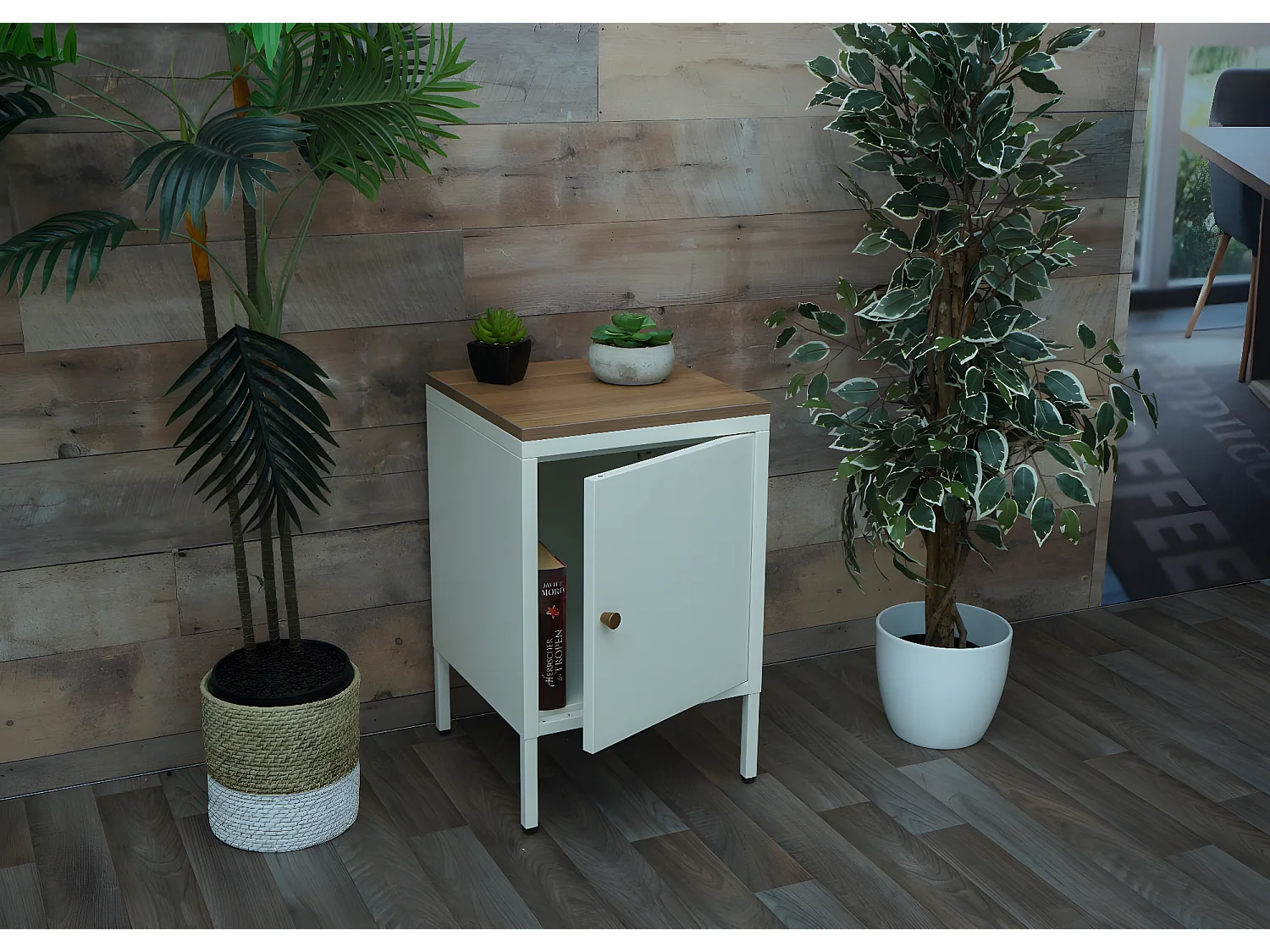 Mesa de cabeceira MCW-L84,  branco