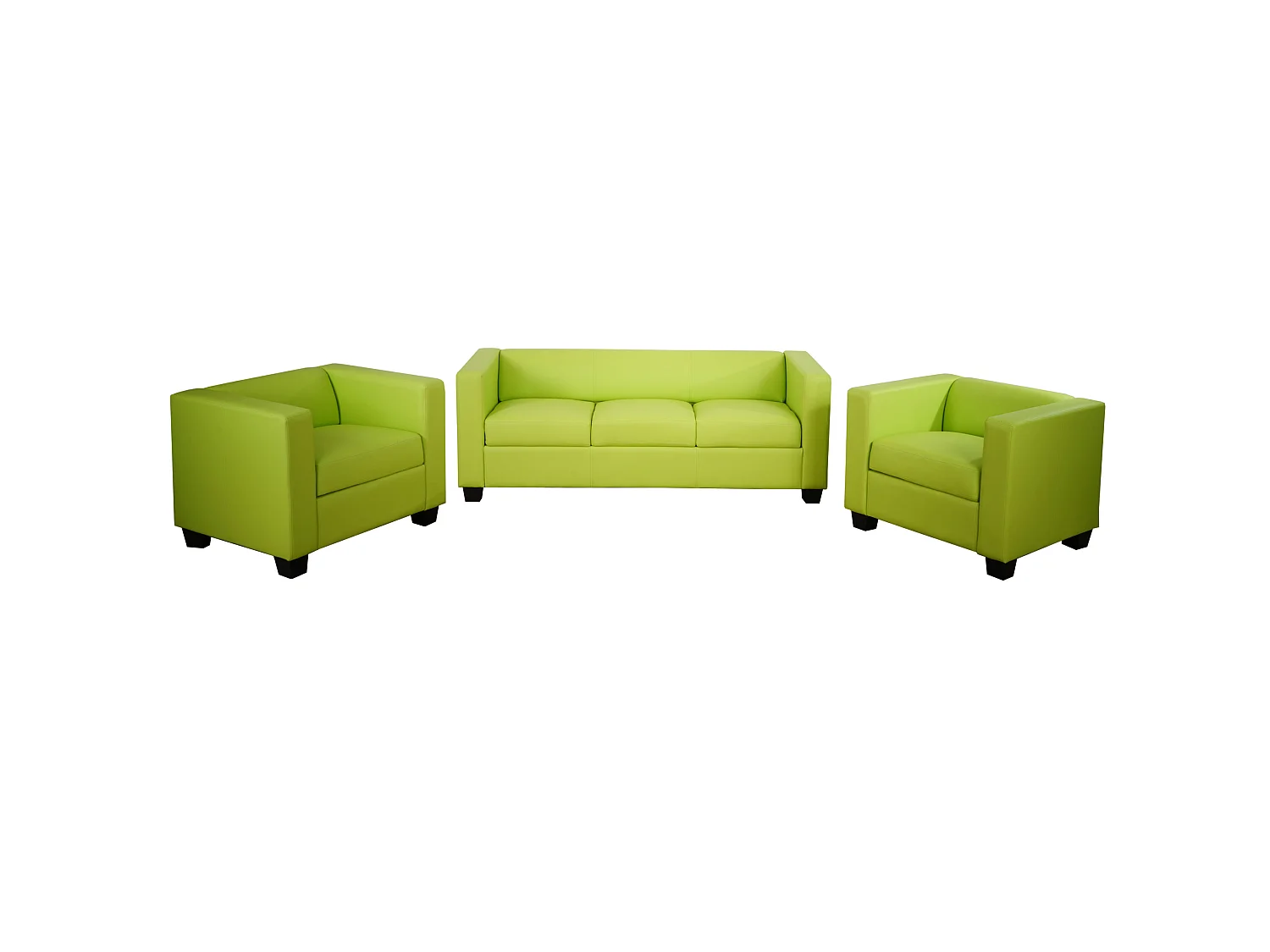 Salotto componibile lounge moderno elegante Lille M65 composizione 3-1-1 ecopelle verde