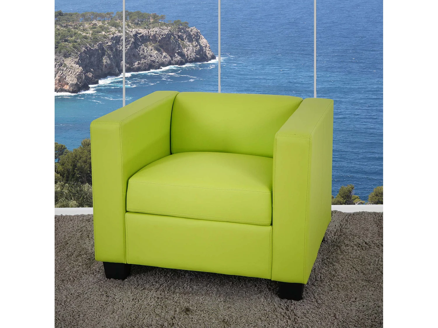 Salotto componibile lounge moderno elegante Lille M65 composizione 3-1-1 ecopelle verde