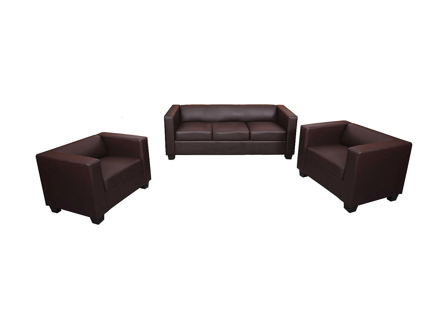 Sofagarnitur Lille (3-teilig), Kunstleder, coffee