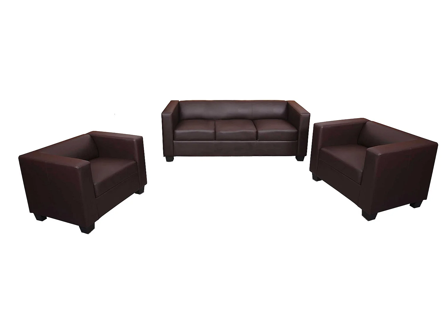 Sofagarnitur Lille (3-teilig), Kunstleder, coffee