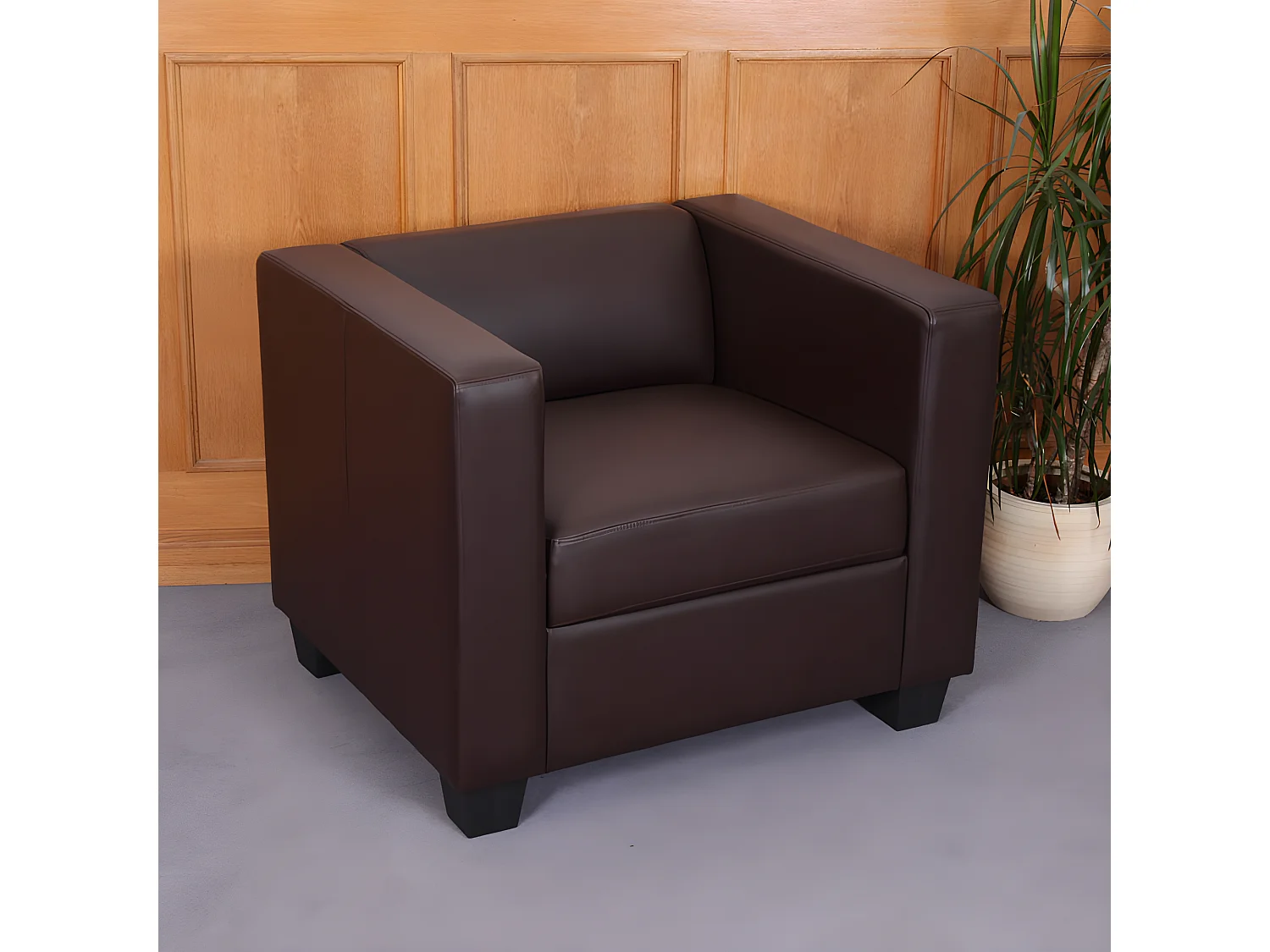 Sofagarnitur Lille (3-teilig), Kunstleder, coffee