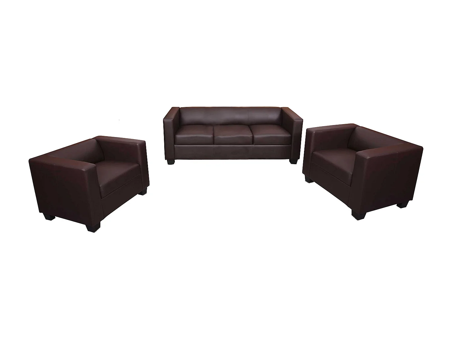 Zestaw wypoczynkowy Lille (3-częściowy),  sztuczna skóra, kolor kawowy