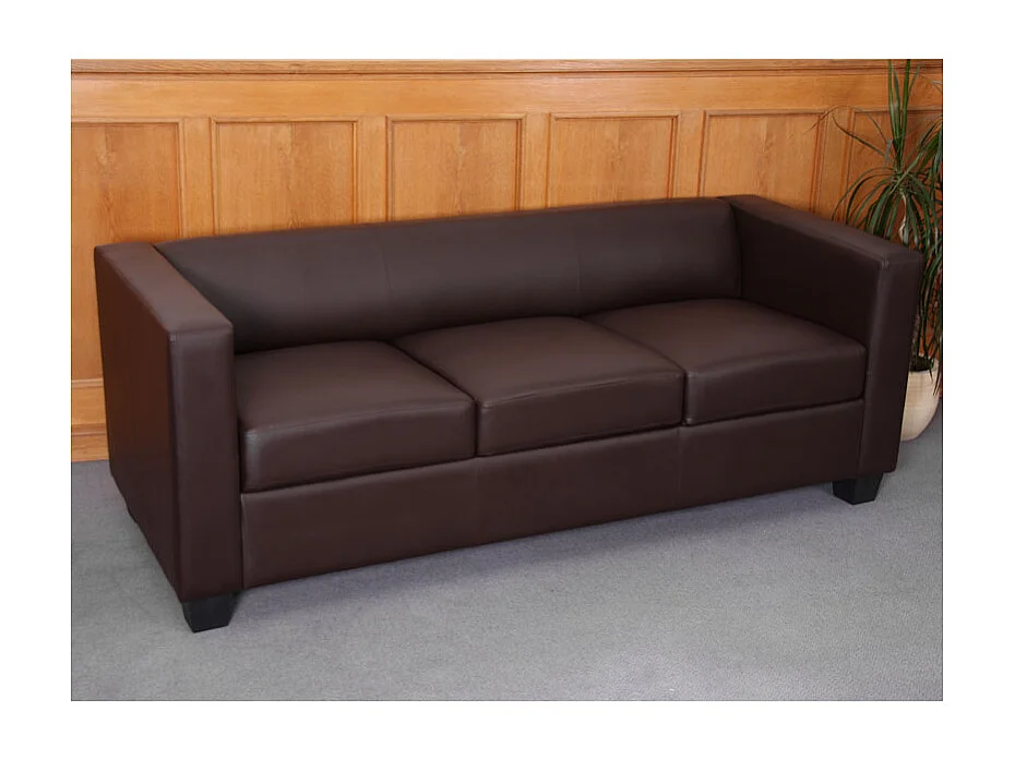 Salotto componibile lounge moderno elegante Lille M65 composizione 3-1-1 ~ ecopelle marrone