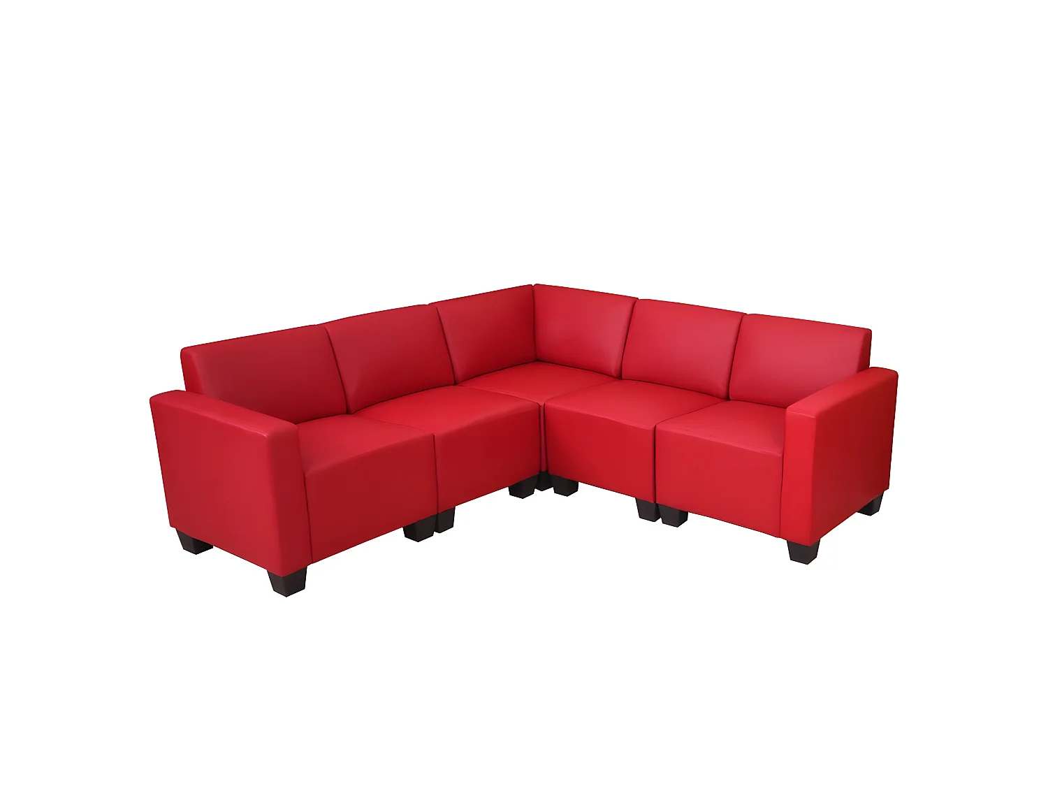 Salotto modulare componibile lounge moderno Lione N71 ecopelle combinazione 5 rosso