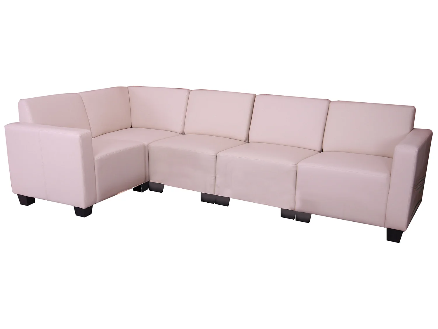 Salotto modulare componibile lounge moderno Lione N71 ecopelle combinazione 5 avorio