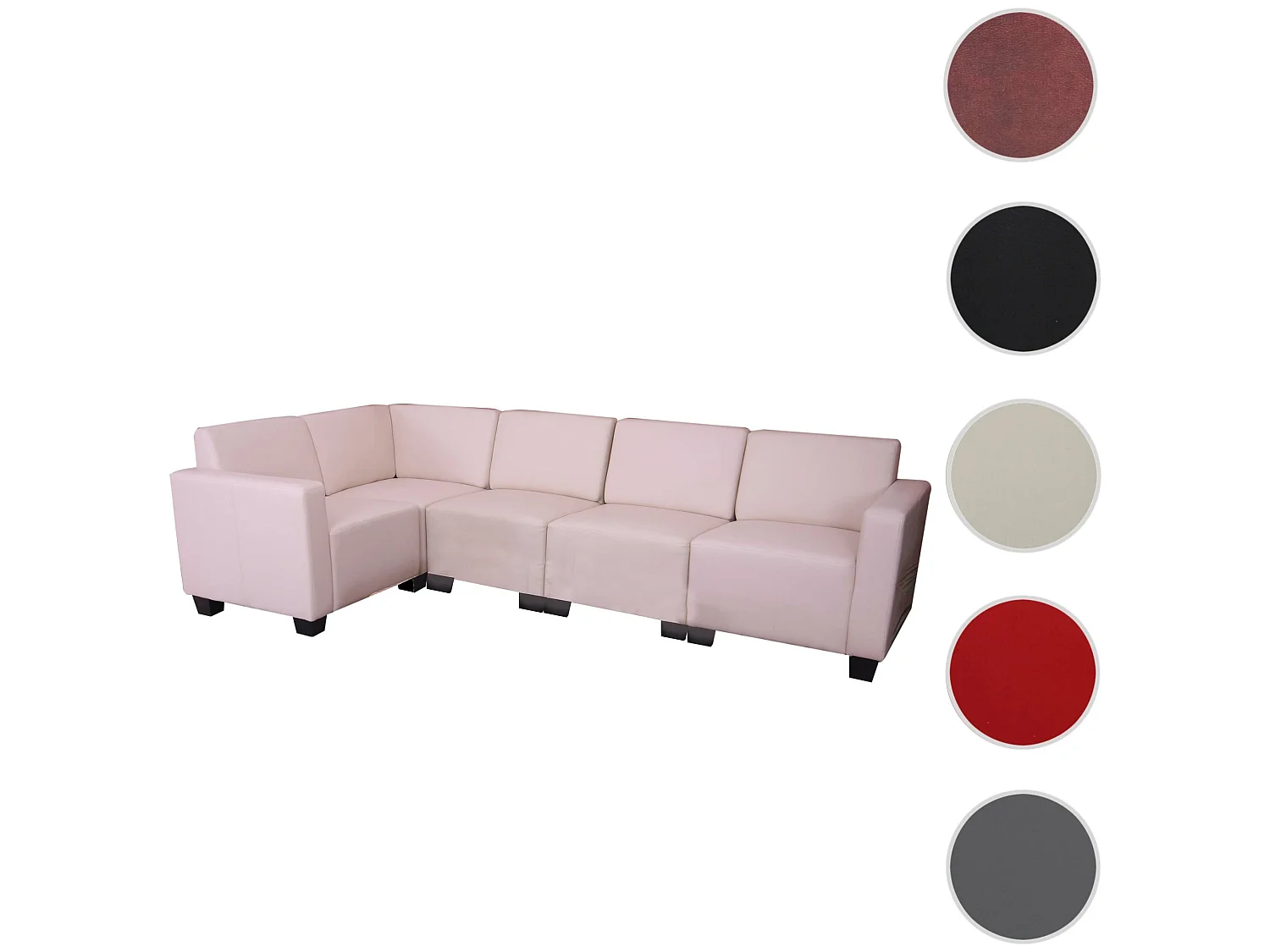 Salotto modulare componibile lounge moderno Lione N71 ecopelle combinazione 5 avorio