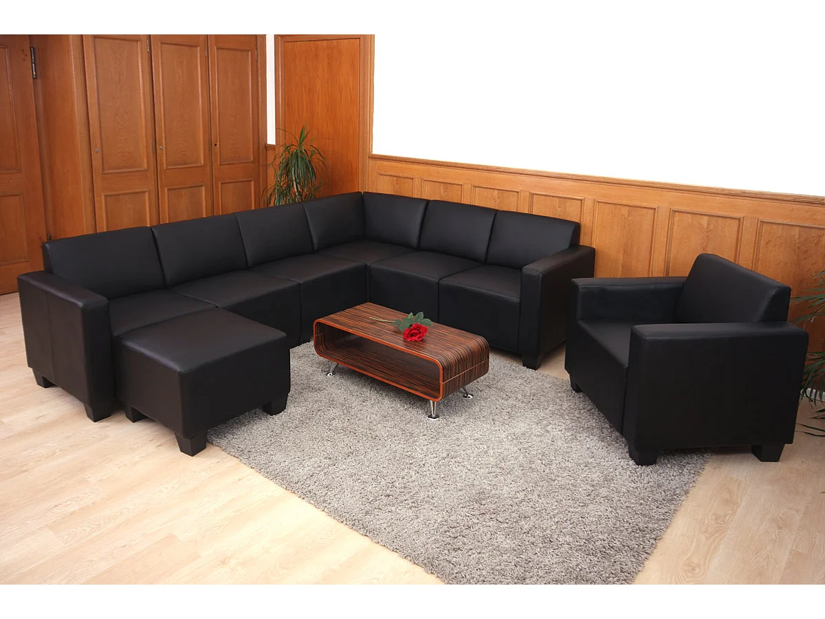 Couch-Garnitur Moncalieri (2-teilig), Schwarz