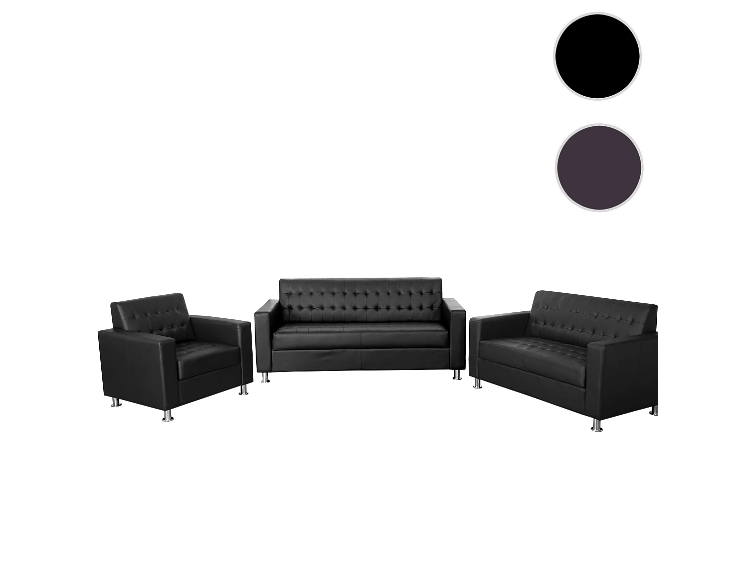 Zestaw sof Pori (3-częściowy),  czarny
