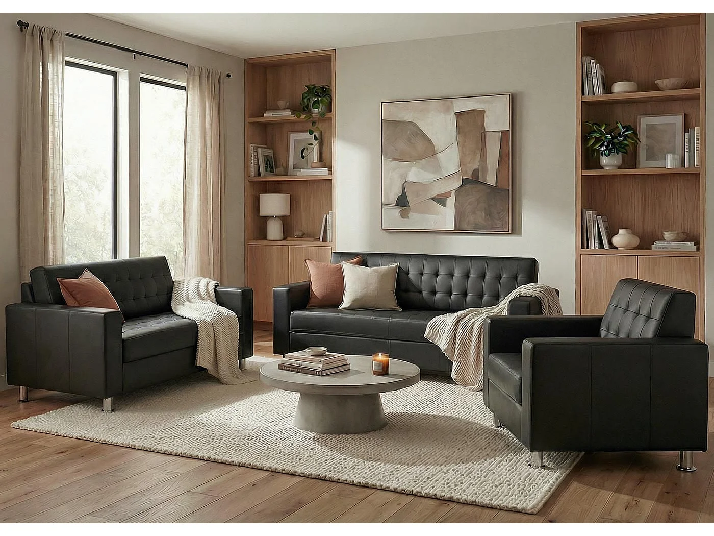 Zestaw wypoczynkowy Pori (3-częściowy),  czarny