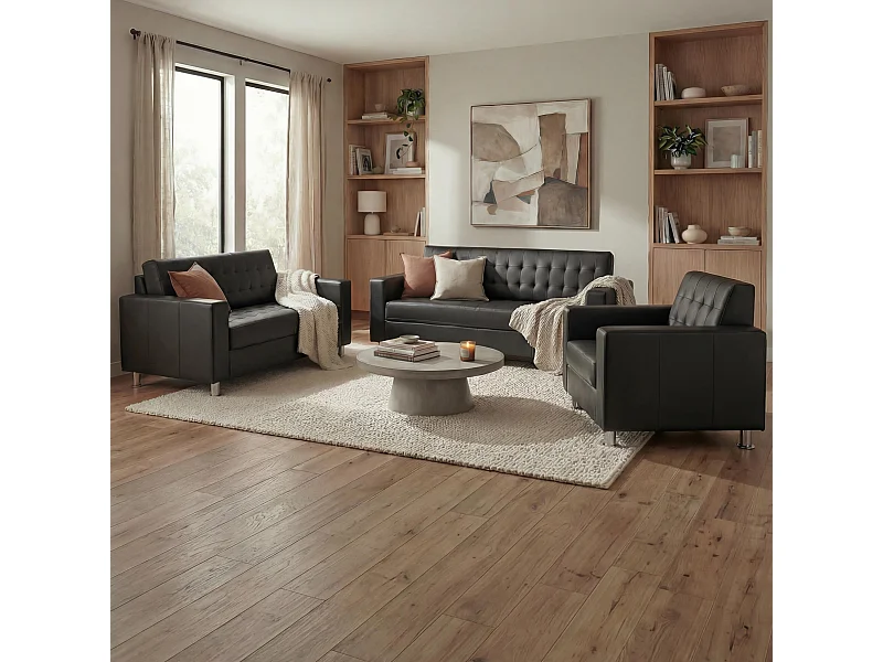 Zestaw wypoczynkowy Pori (3-częściowy),  czarny