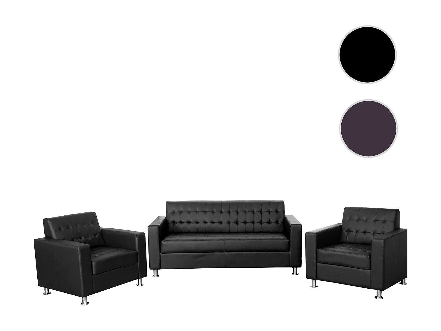 Sofagarnitur Pori (3-teilig), Schwarz