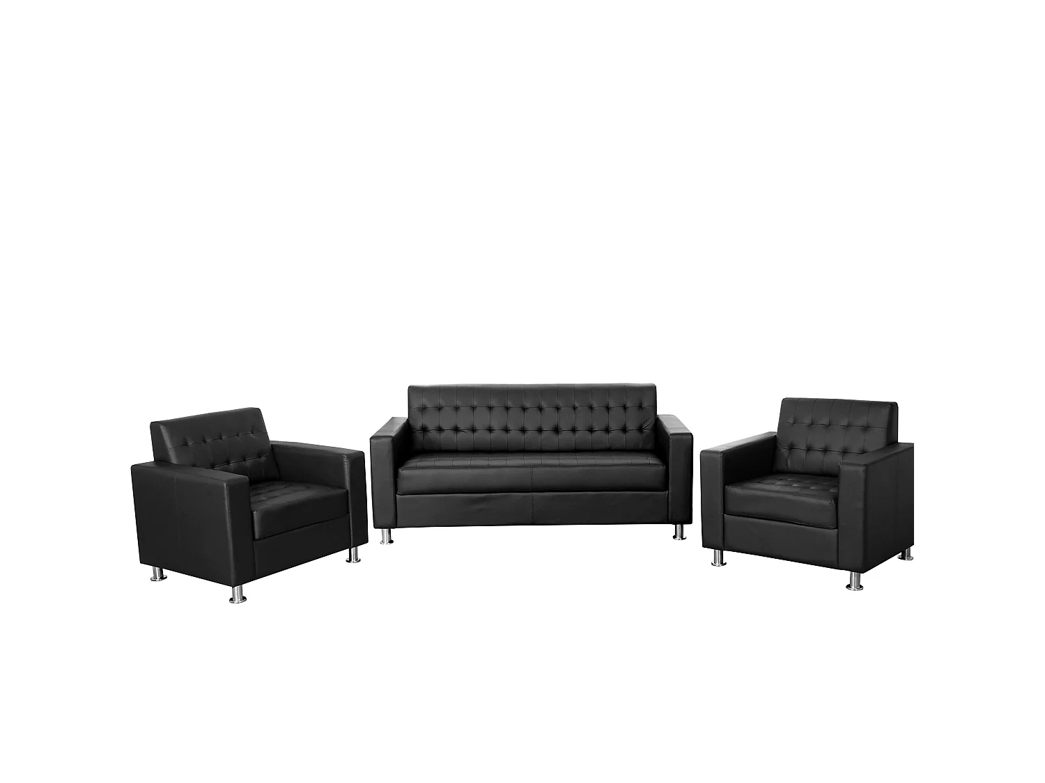 Salotto componibile club elegante Kunda T760 design moderno ecopelle composizione 3-1-1 ~ nero