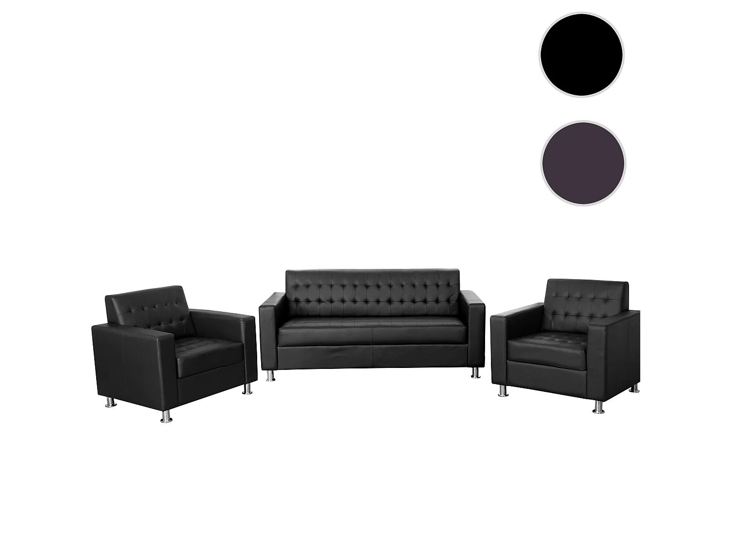 Salotto componibile club elegante Kunda T760 design moderno ecopelle composizione 3-1-1 ~ nero