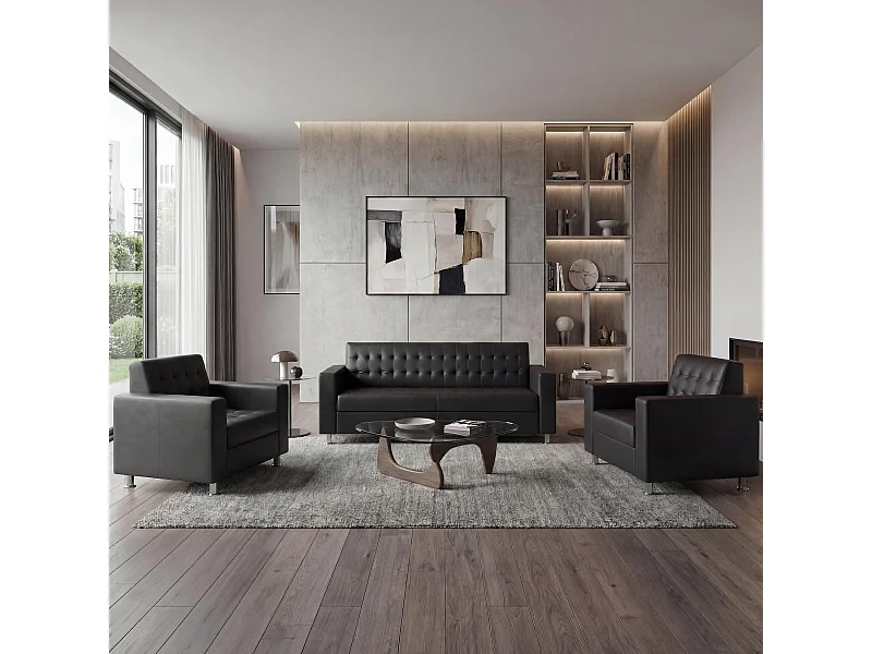 Sofagarnitur Pori (3-teilig), Schwarz