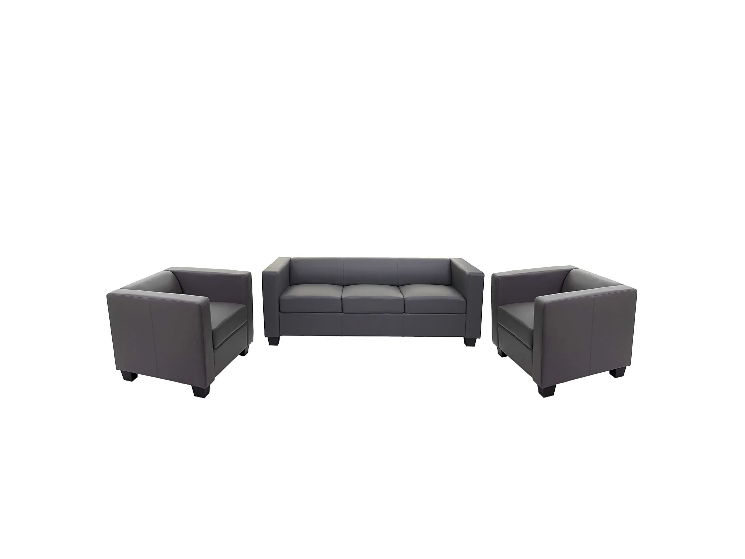 Buisvormige bank Lille (3-delig),  kunstleer, donkergrijs