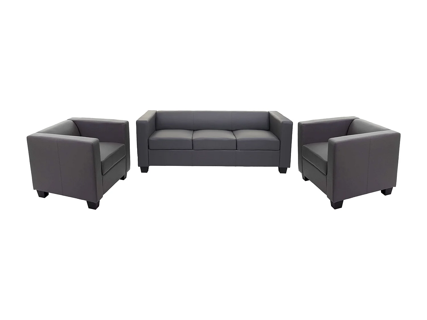 Lille sofa set (3-piece),  Faux leather, dark grey