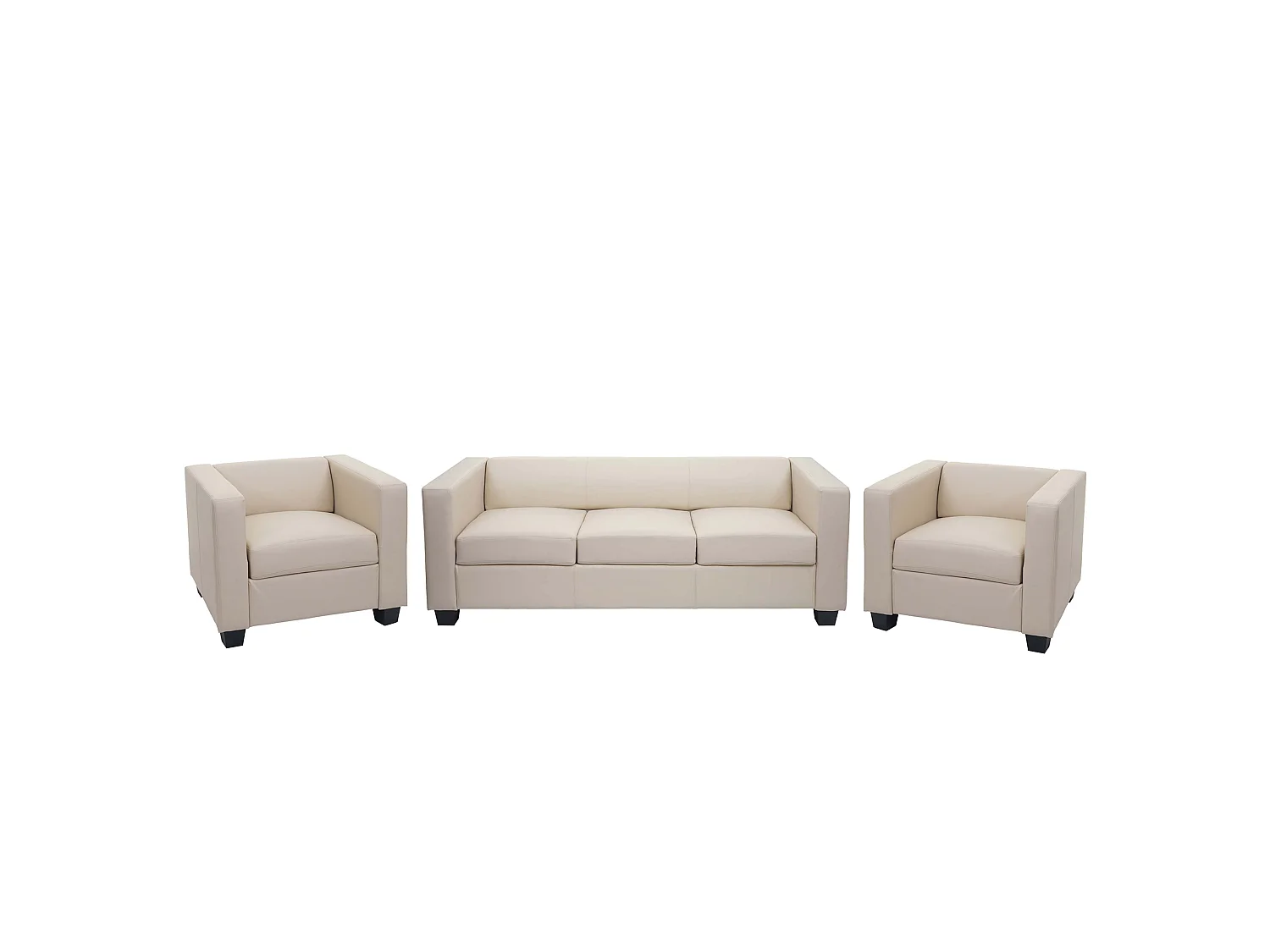 Salotto componibile lounge moderno elegante Lille M65 composizione 3-1-1 ecopelle avorio