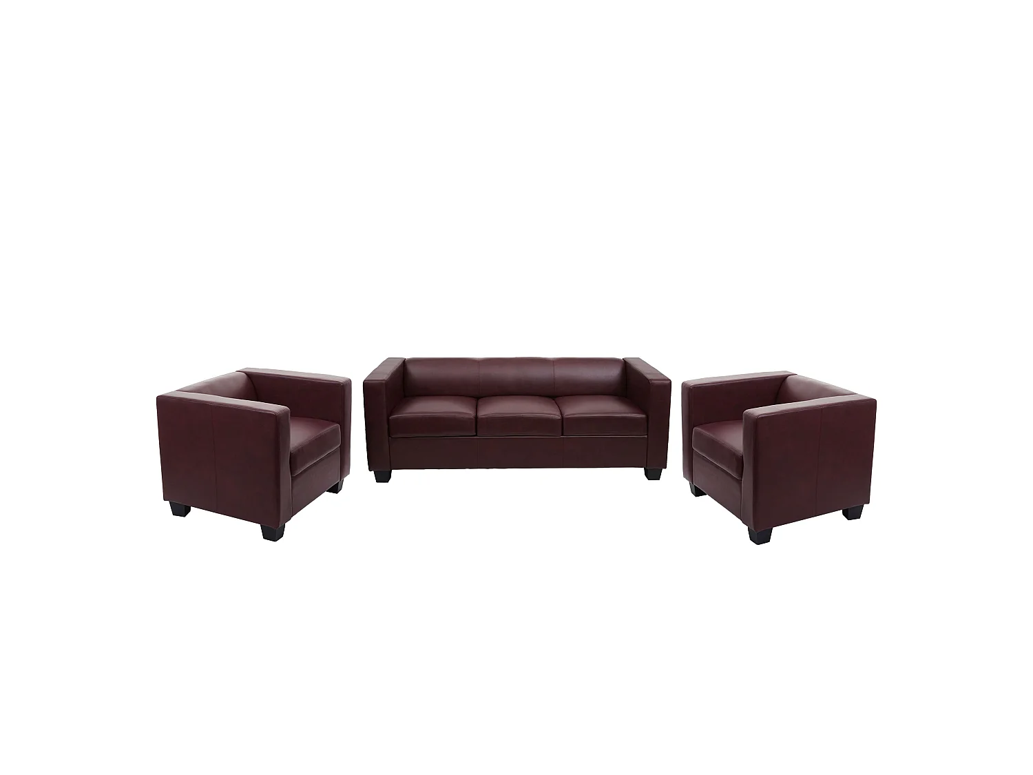 Salotto componibile lounge moderno elegante Lille M65 composizione 3-1-1 ecopelle bordeaux