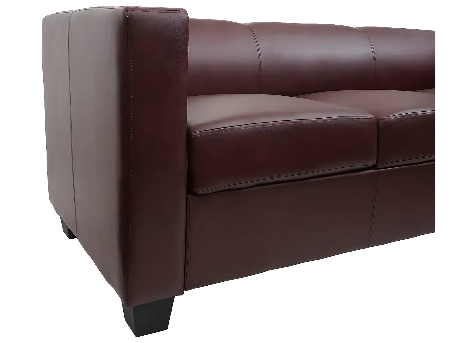 Zestaw sof Lille (3-częściowy),  imitacja skóry, czerwono-brązowy