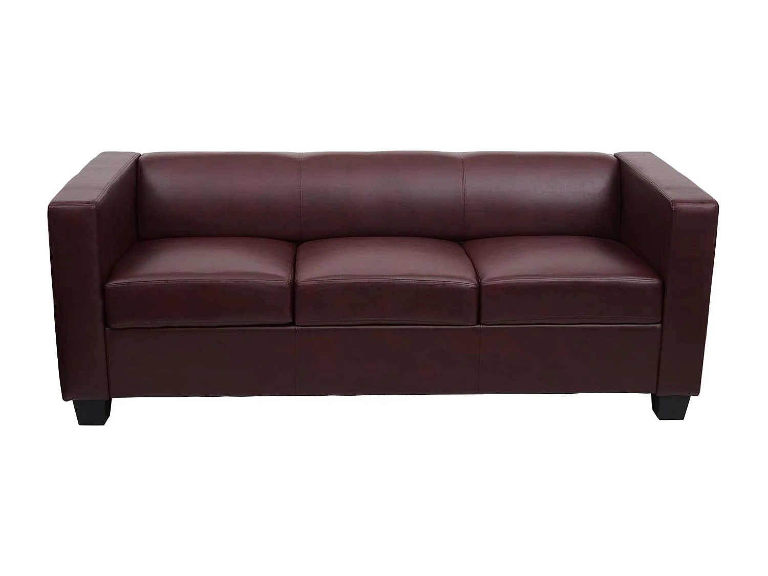 Zestaw wypoczynkowy Lille (3-częściowy),  sztuczna skóra, czerwono-brązowa