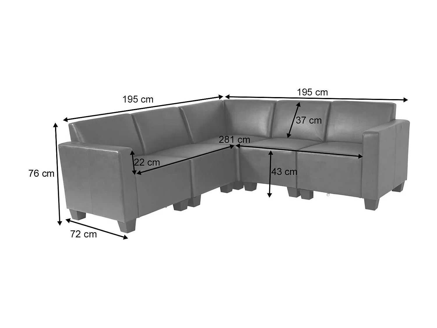 Couch-Garnitur Moncalieri 5, Schwarz