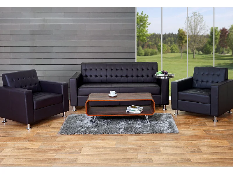 Salotto componibile club elegante Kunda T760 design moderno ecopelle composizione 3-1-1 marrone