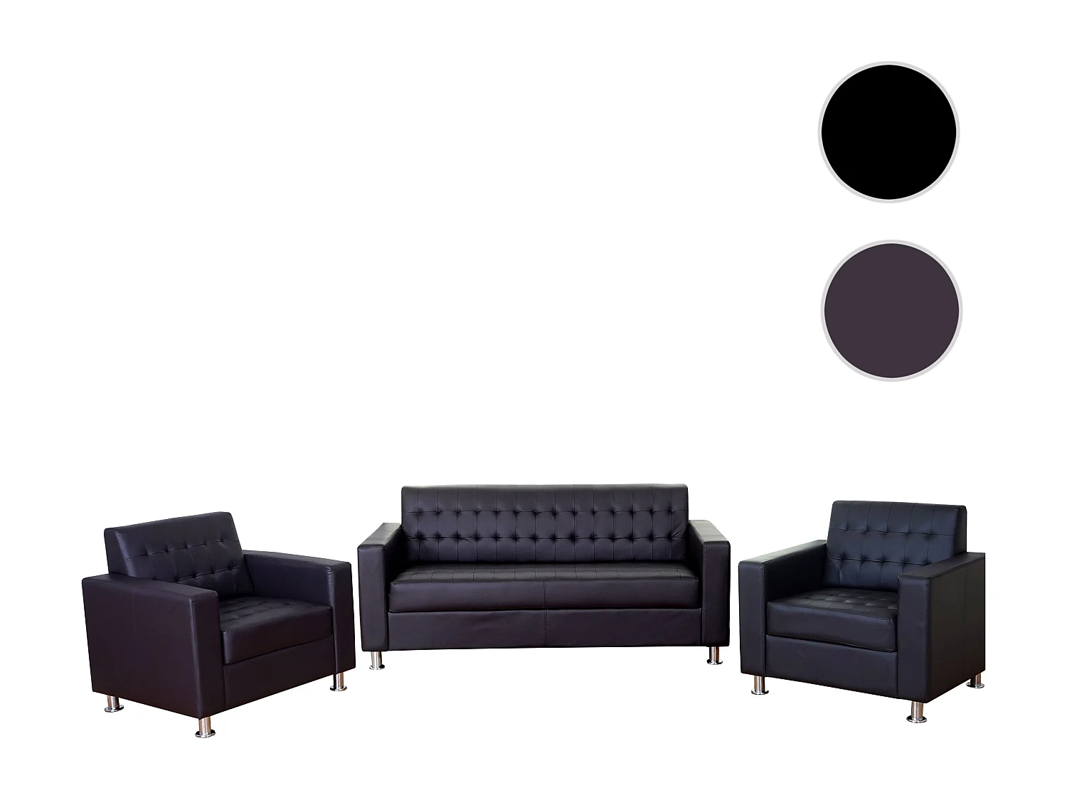 Salotto componibile club elegante Kunda T760 design moderno ecopelle composizione 3-1-1 marrone