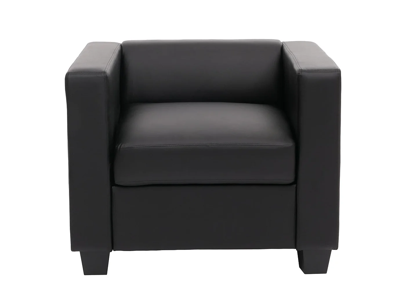 Salotto componibile lounge moderno elegante Lille M65 composizione 3-1-1 ~ecopelle nero