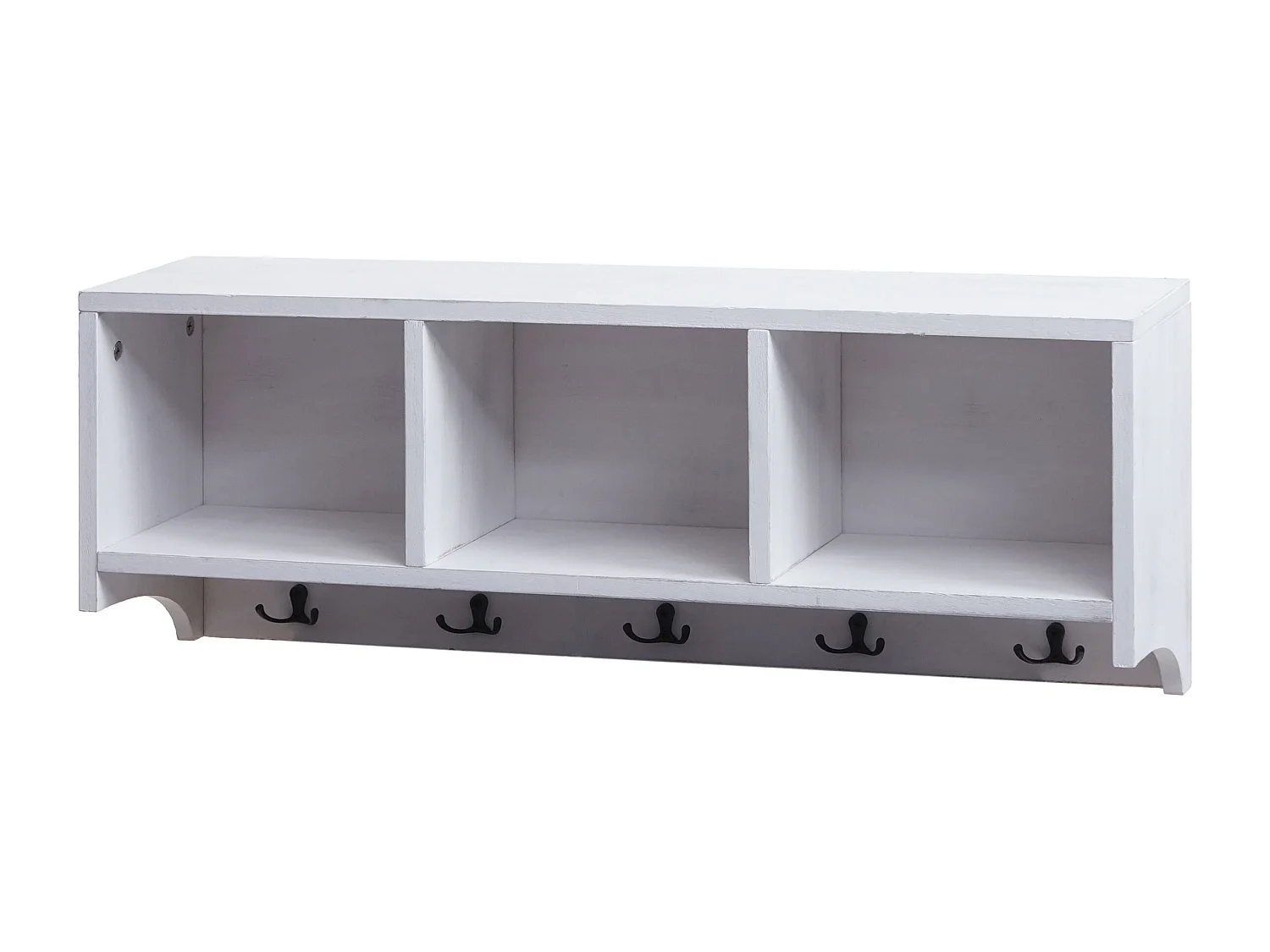 Mensola attaccapanni pensile MCW-K49 MDF da legno paulonia 30x80x20cm bianco shabby