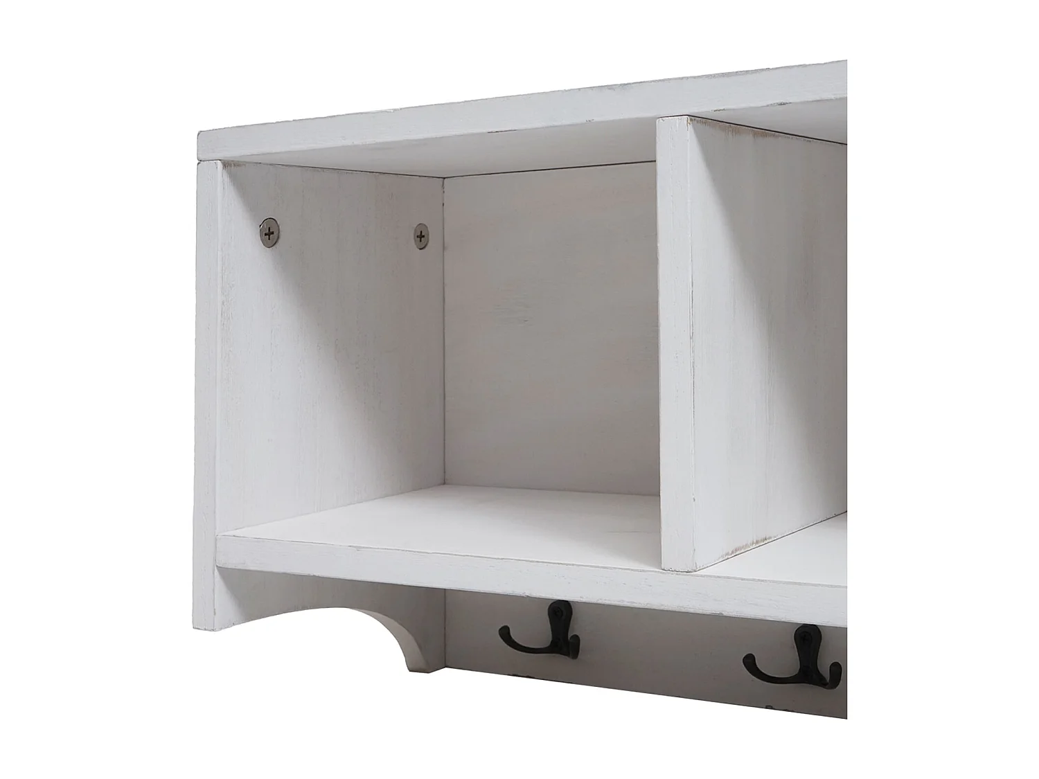 Mensola attaccapanni pensile MCW-K49 MDF da legno paulonia 30x80x20cm bianco shabby