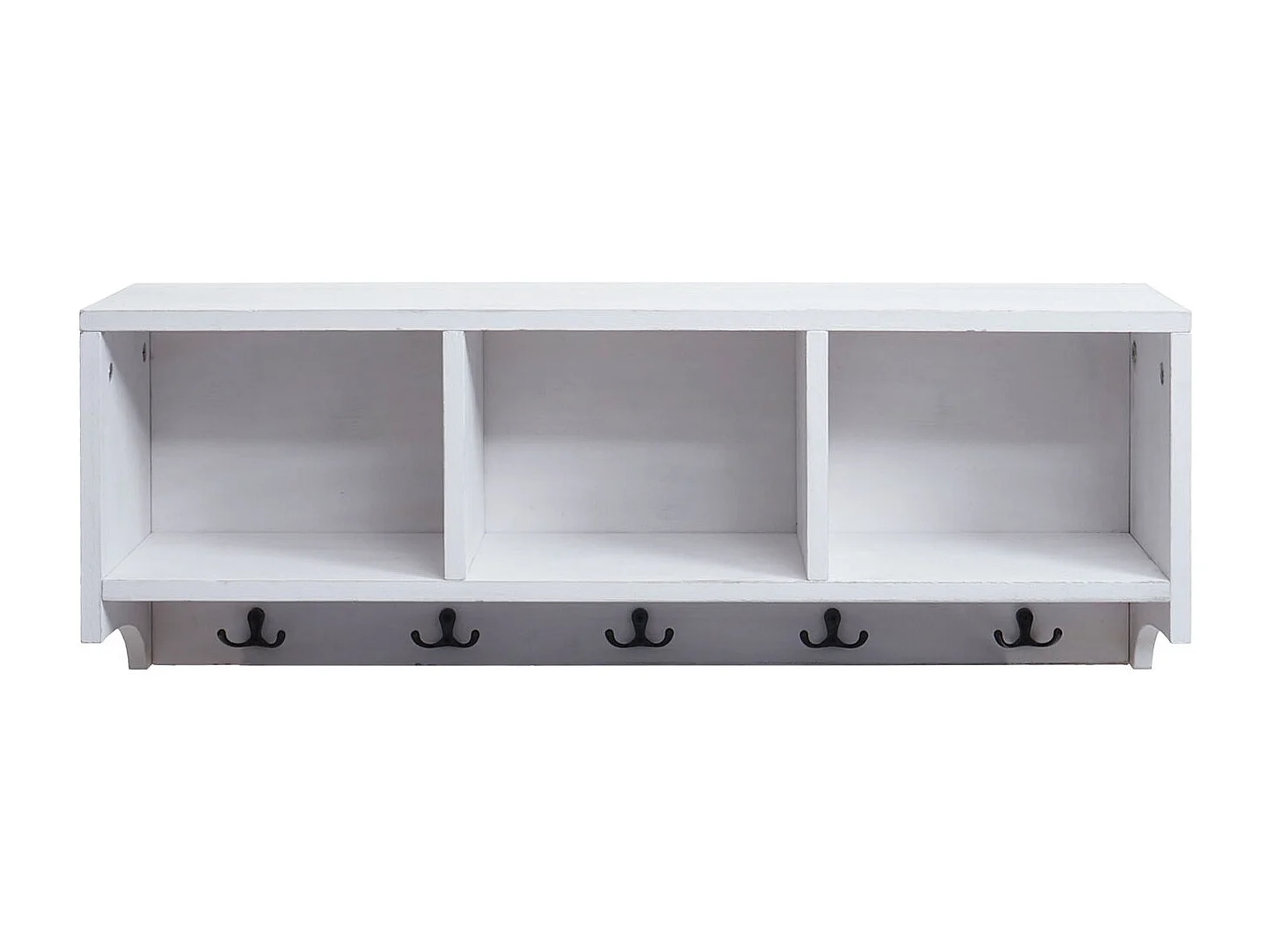 Mensola attaccapanni pensile MCW-K49 MDF da legno paulonia 30x80x20cm bianco shabby