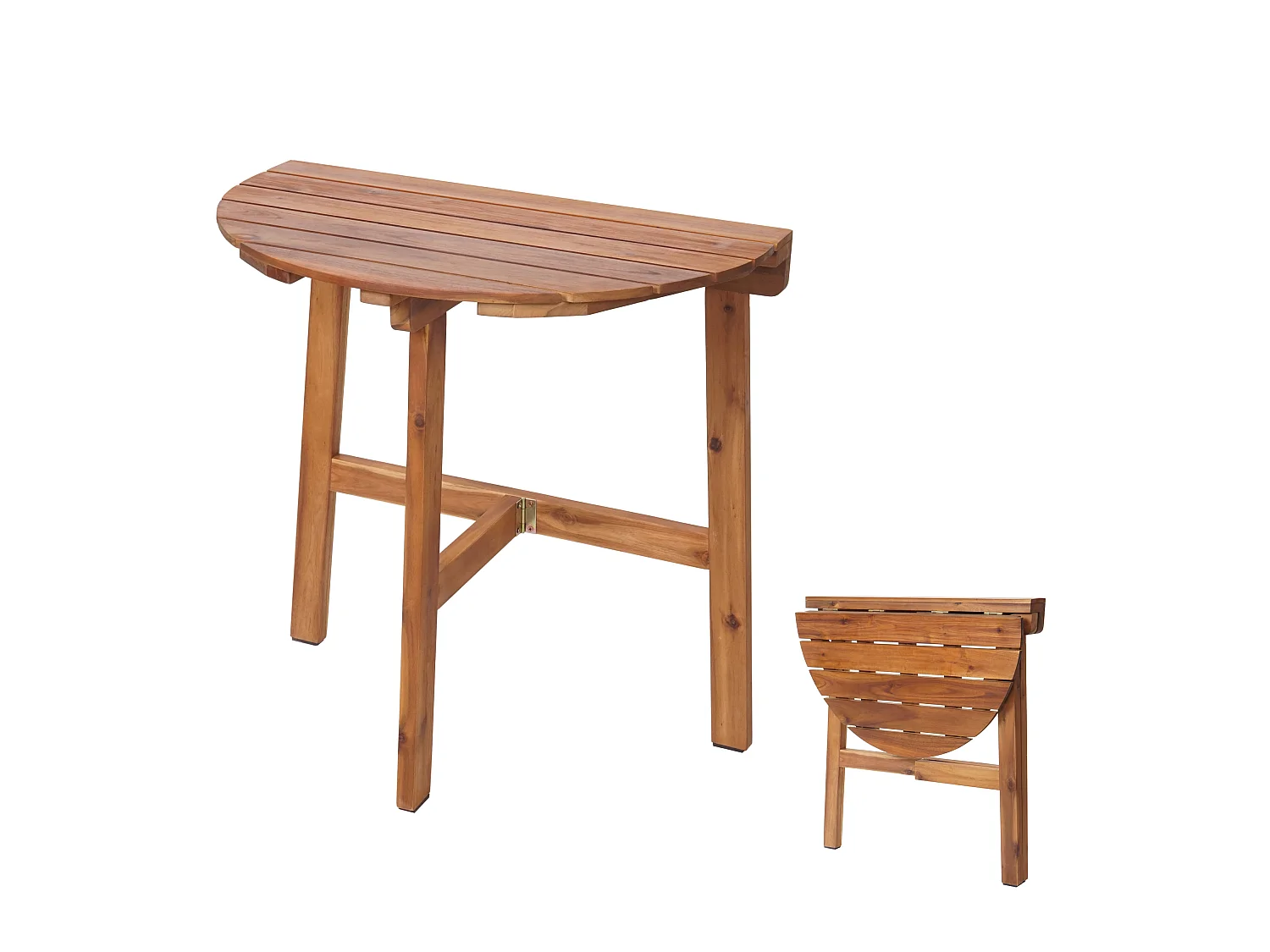 Tavolino pieghevole giardino balcone interni esterni MCW-L19 legno acacia 71x70x34cm