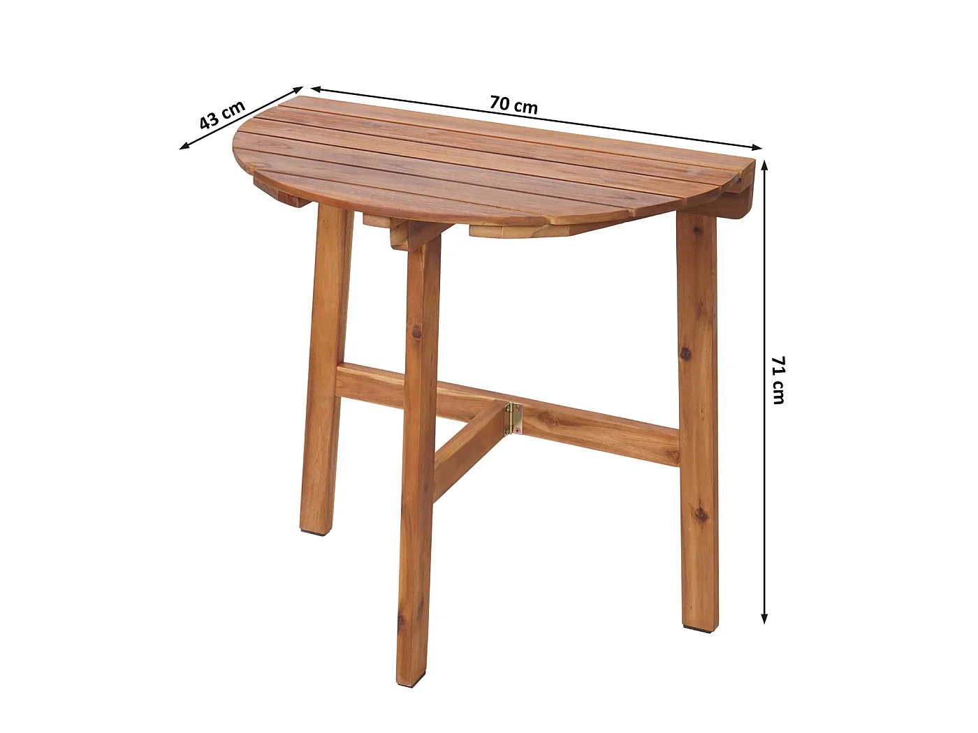 Tavolino pieghevole giardino balcone interni esterni MCW-L19 legno acacia 71x70x34cm