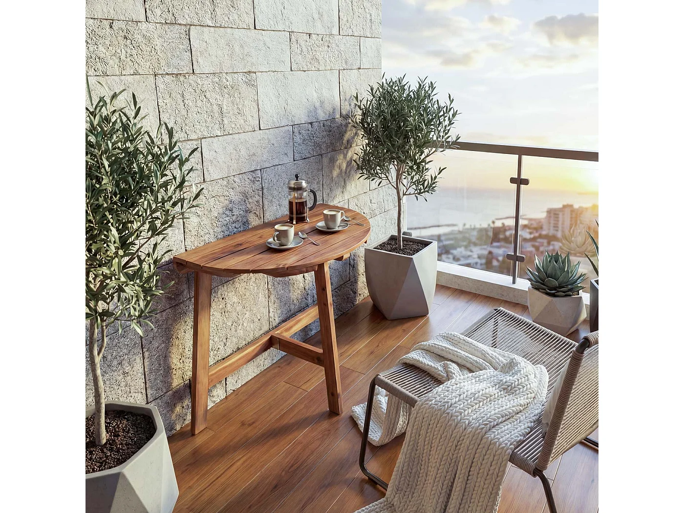 Klapptisch MCW-L19, Gartentisch Balkontisch, In-/Outdoor klappbar Akazie Holz FSC®-zertifiziert 71x70x34cm