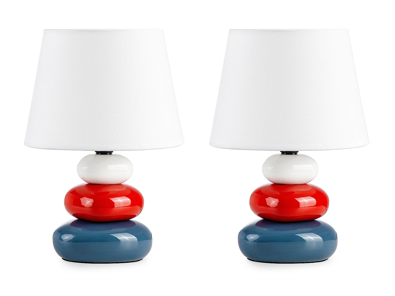 Nachttischlampen 2St. - Keramik/Stoff - Dunkelblau - SALU