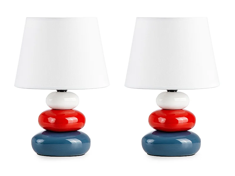 Nachttischlampen 2St. - Keramik/Stoff - Dunkelblau - SALU