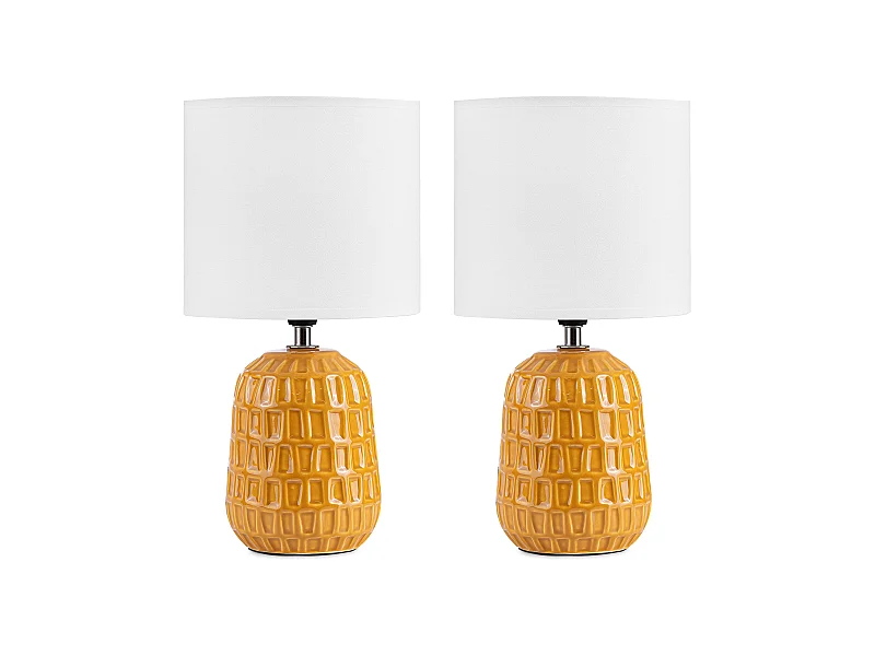 Nachttischlampen 2St. - Keramik/Stoff - Gelb - STANDI