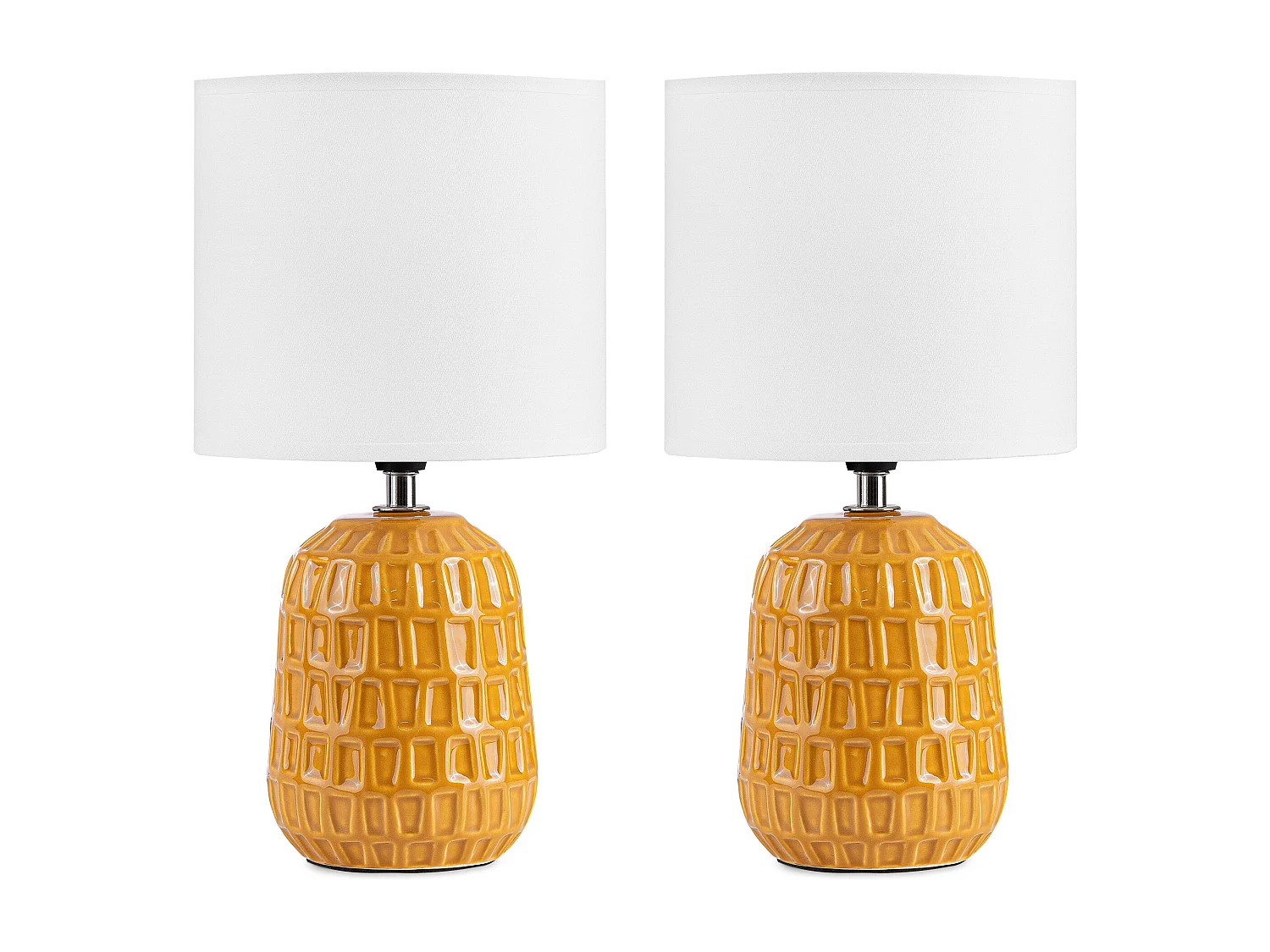 Nachttischlampen 2St. - Keramik/Stoff - Gelb - STANDI