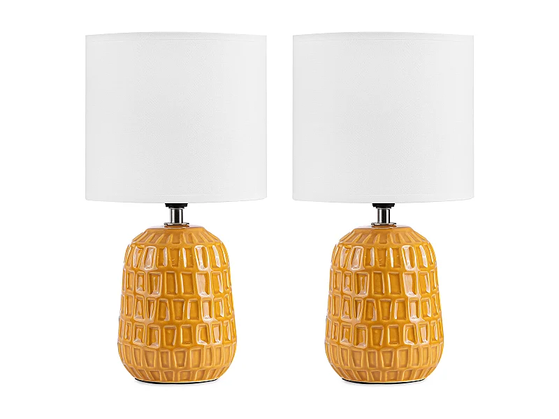 Nachttischlampen 2St. - Keramik/Stoff - Gelb - STANDI