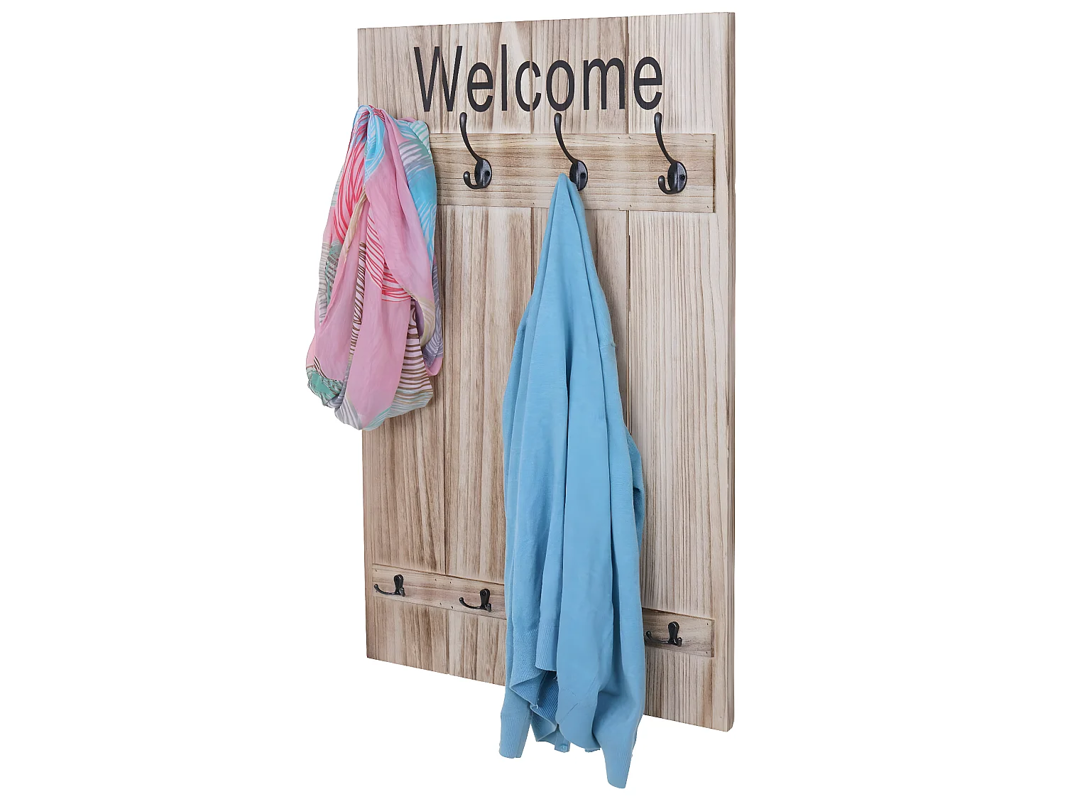 Portemanteau mural MCW-C89 Welcome Shabby,  brun naturel shabby