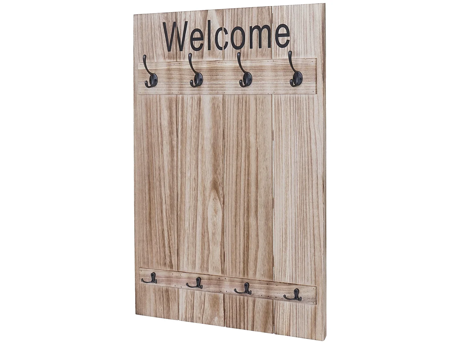 Wandkapstok MCW-C89 Welcome Shabby,  natuurlijk bruin